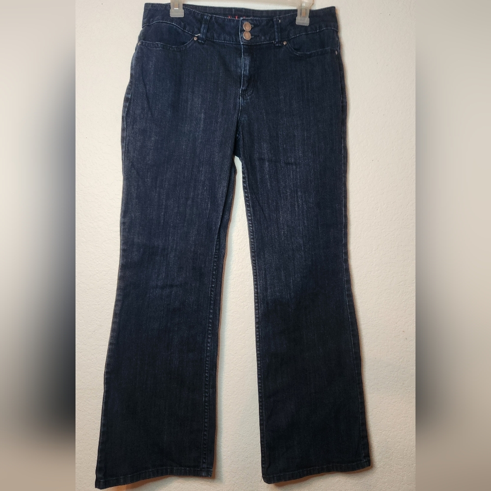 ELLE Women's Flare/Wide‎ Leg Dark Blue Wash, Size 10